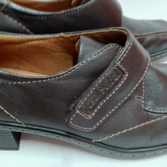 JOSEF SEIBEL Leather Monk Strap w/ Hook & Loop Square Toe Chunky Heel - Picture 9 of 13